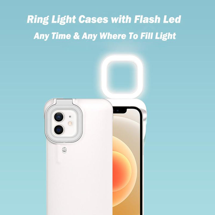 Universal LED light phone case, a gadget for mobile photography aid, offering soft lighting for portraits