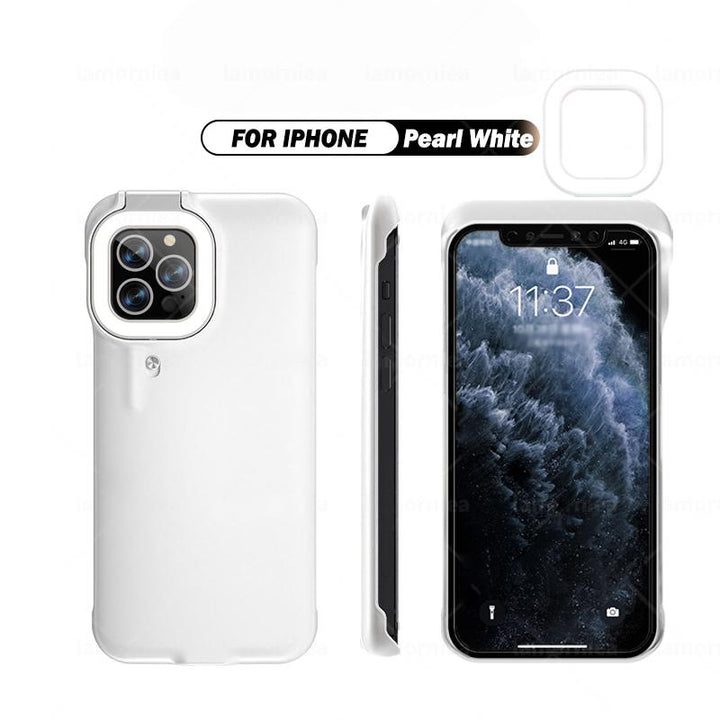 Durable phone case featuring powerful LED lights for uniform illumination, perfect for video calls and selfies