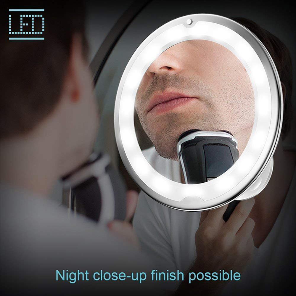LED magnifying makeup mirror with flexible gooseneck & suction cup, ideal for bathroom vanity