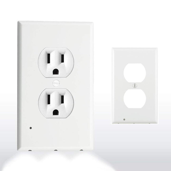 LED Night Light Outlet Cover Plate, white, illuminates steps and hallways for safety & convenience