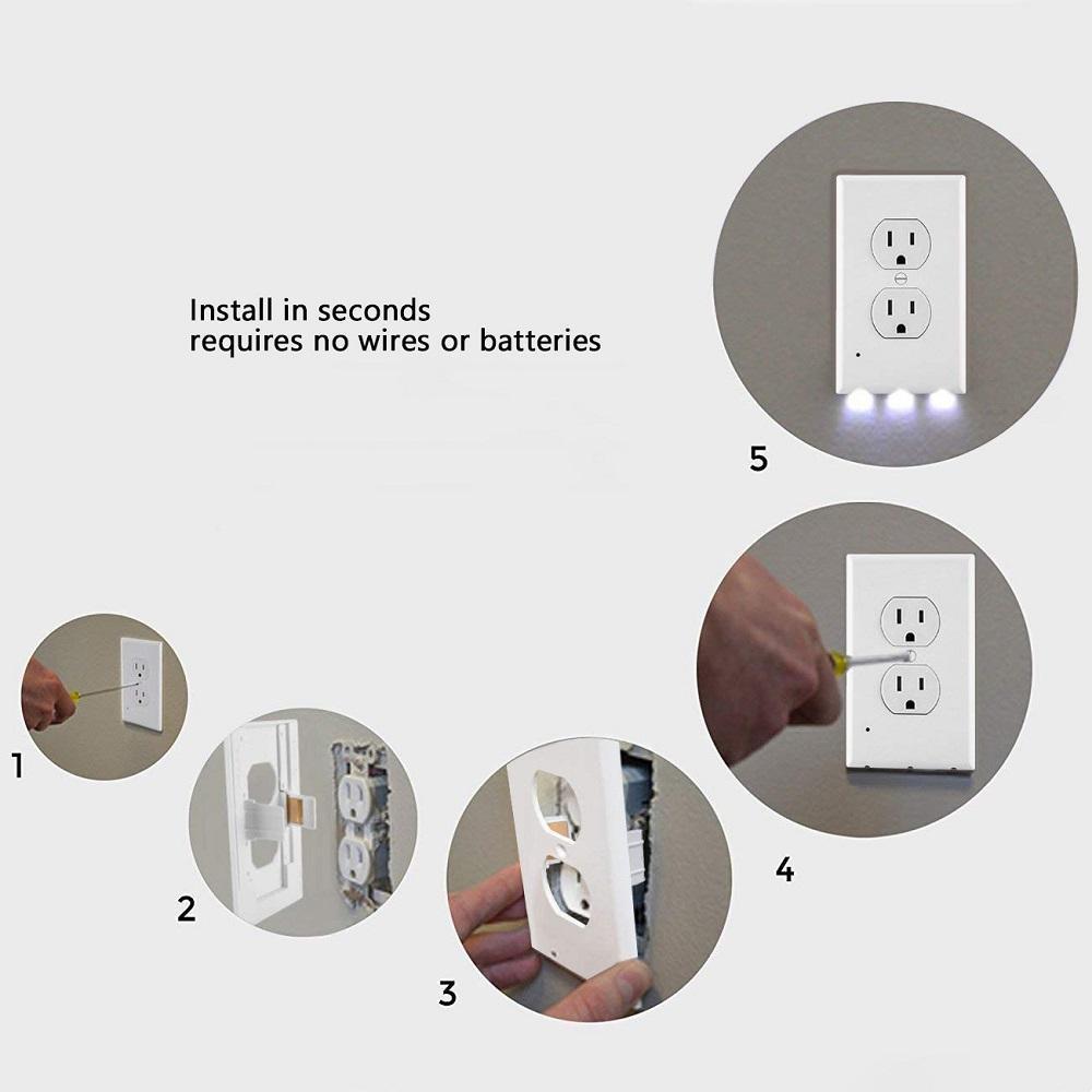 Guiding light: LED night light outlet cover plate, ideal for kitchens, nurseries, and senior living