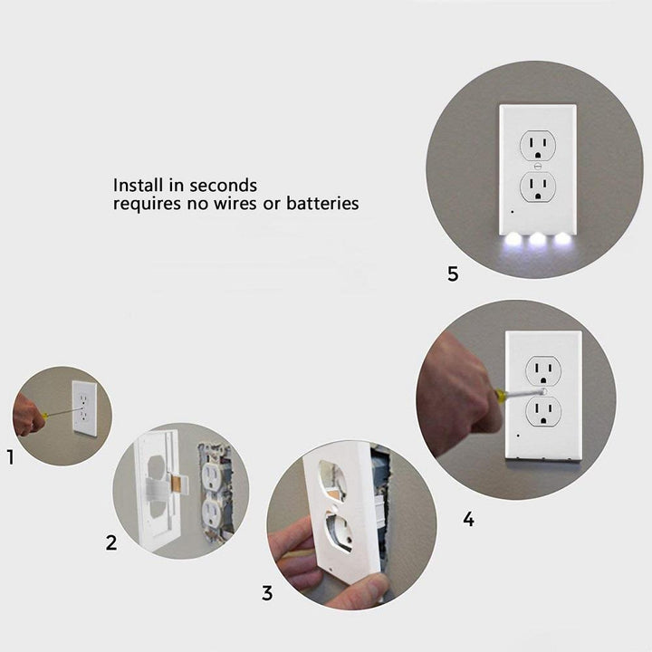 Guiding light: LED night light outlet cover plate, ideal for kitchens, nurseries, and senior living