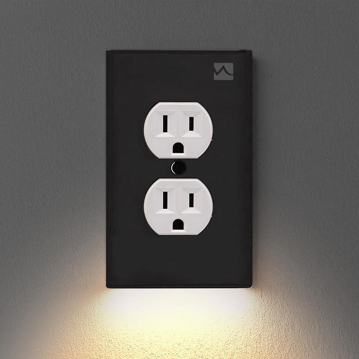 White LED night light outlet cover plate, providing subtle, warm light for comfortable ambiance