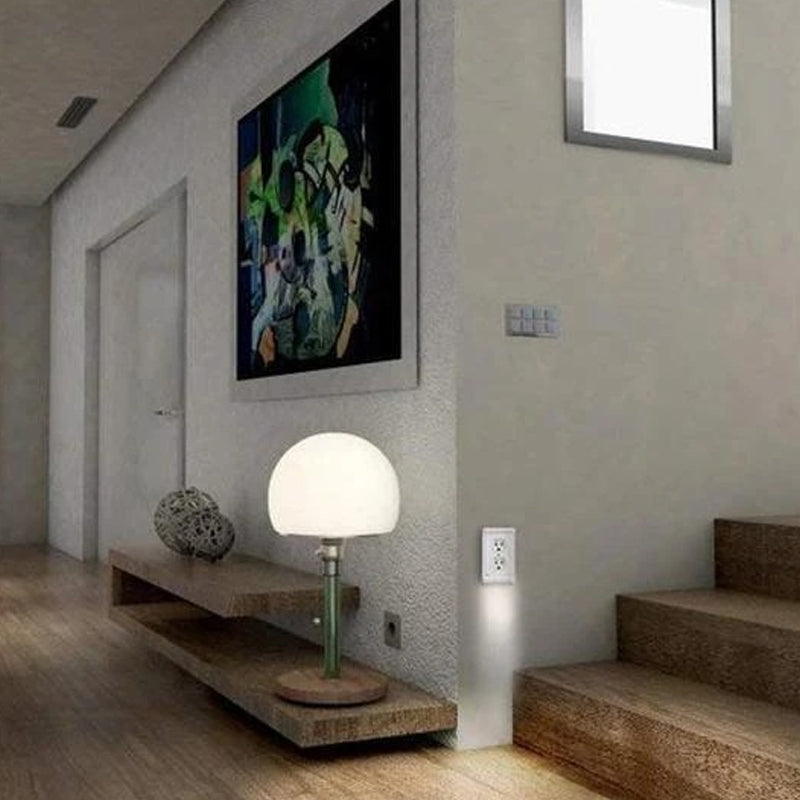 Energy-efficient LED night light integrated into a standard wall plate for easy home lighting upgrade
