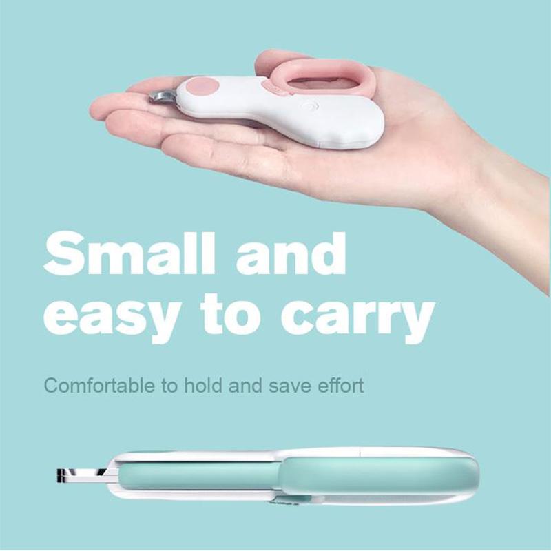 Pet nail clipper with LED light, demonstrating how it highlights the quick for accurate trimming