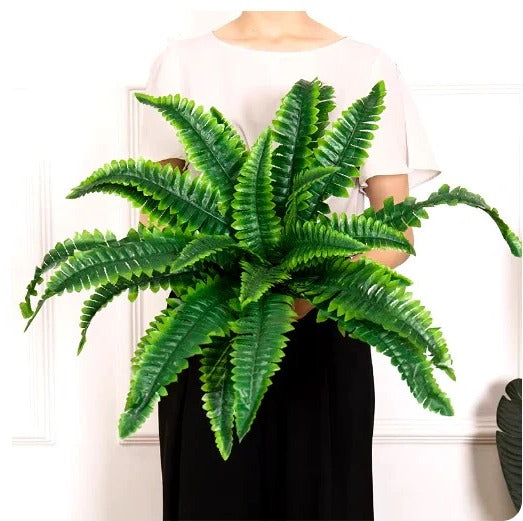 Beautiful, maintenance-free artificial Boston fern. Realistic fake plant for home & garden decor.