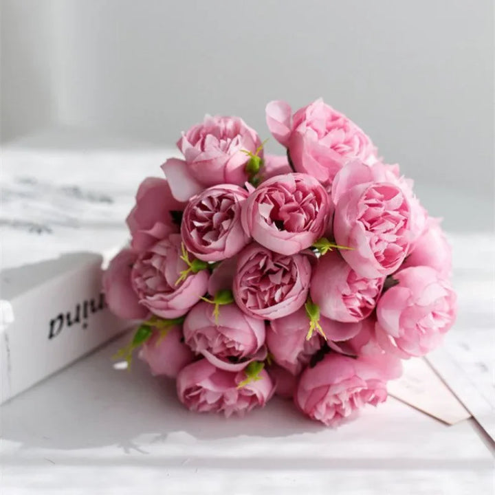 Elegant silk peony bouquet, ideal for wedding flowers, event decor, or a romantic bridesmaid bouquet.