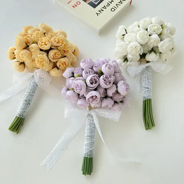 Versatile faux peony bouquet, suitable for home decor, event centerpieces, or a beautiful floral gift.