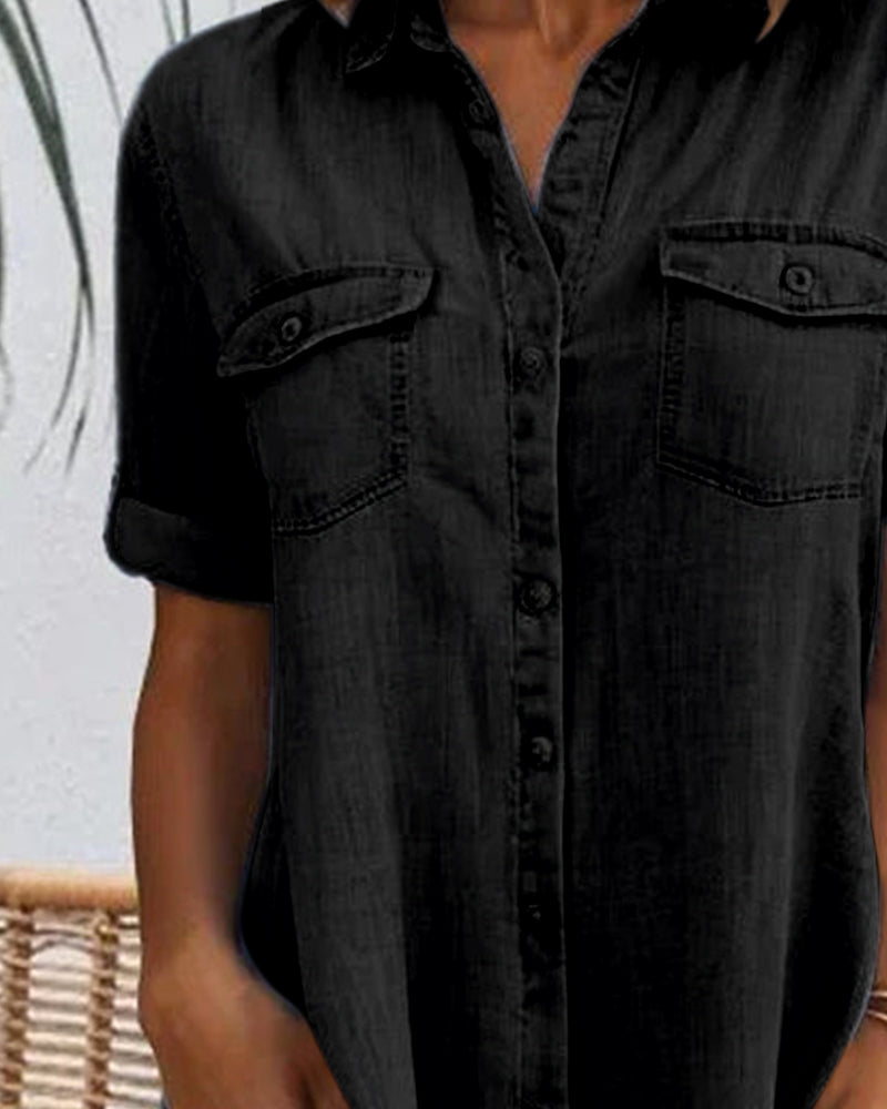 Effortless women's lightweight denim-look shirt dress, versatile for casual wear and everyday outfits.
