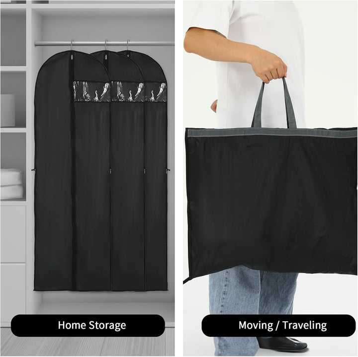 Breathable long dress bag for gown protection. Ideal wardrobe organizer & dust cover for wedding dresses.