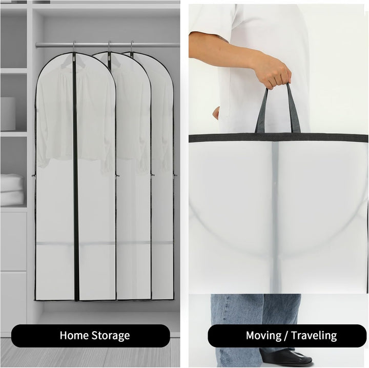 Convenient 2-pack long dress bags for storing multiple gowns. Essential for protecting valuable garments.