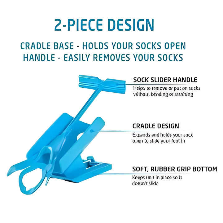 Mobility aid: long handle sock assist device for easy daily living, ideal for all socks, especially compression.