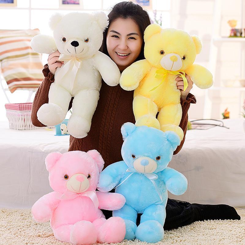 Plush teddy bear with integrated LED lights, ideal as a night light or fun kids' gift