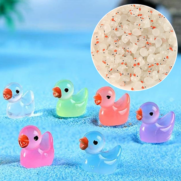 Cute glow-in-the-dark duck figurine, an excellent gift for garden enthusiasts and crafters alike.