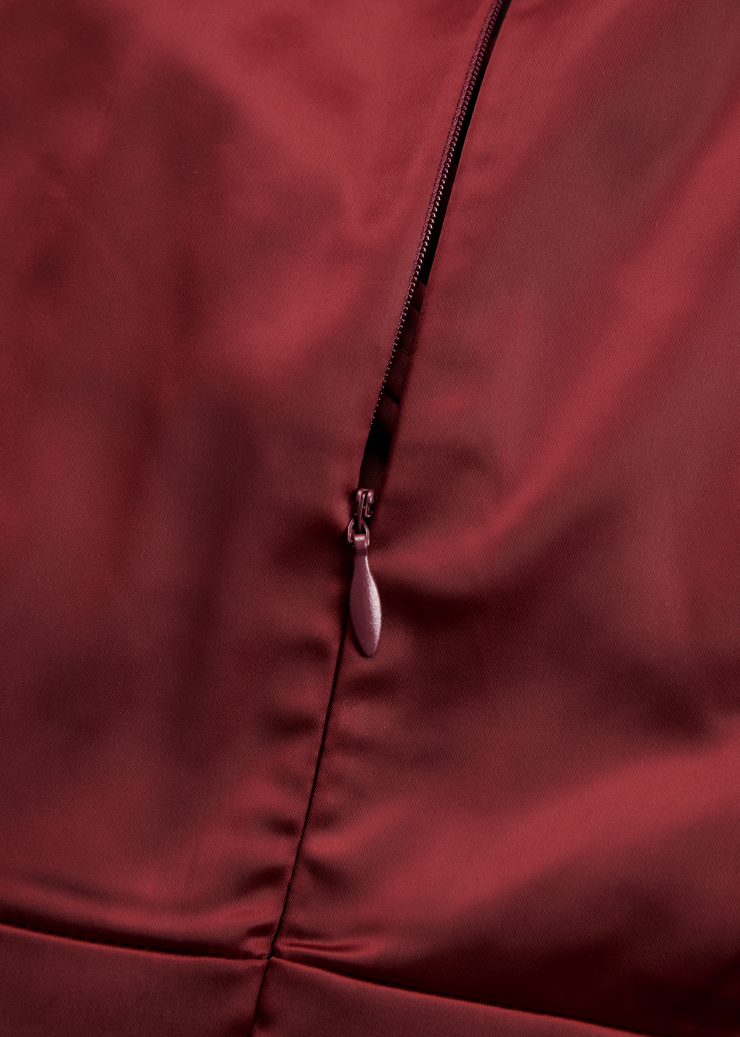Sophisticated women's lustrous midi dress, A-line cut, elegant draped neckline, and hidden pockets.