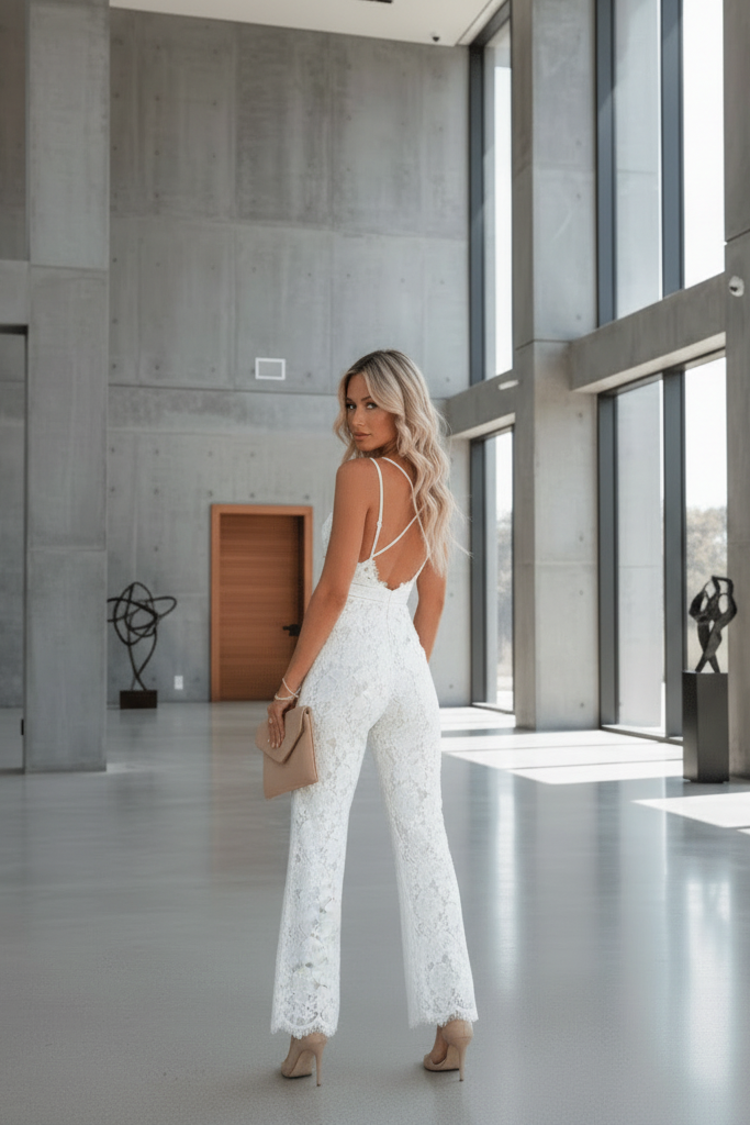 Elegant formal wide leg jumpsuit for women, a luxe choice for evening wear and special occasion fashion.