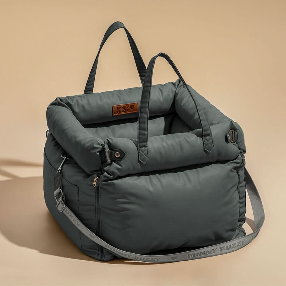 Comfortable & safe luxury faux leather dog car seat booster for small & medium pet travel.