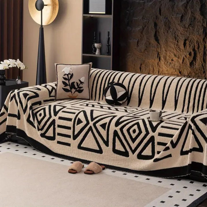 Luxury Urban Maze sofa cover for modern living room decor. Soft jacquard microfiber, non-slip, pet friendly.