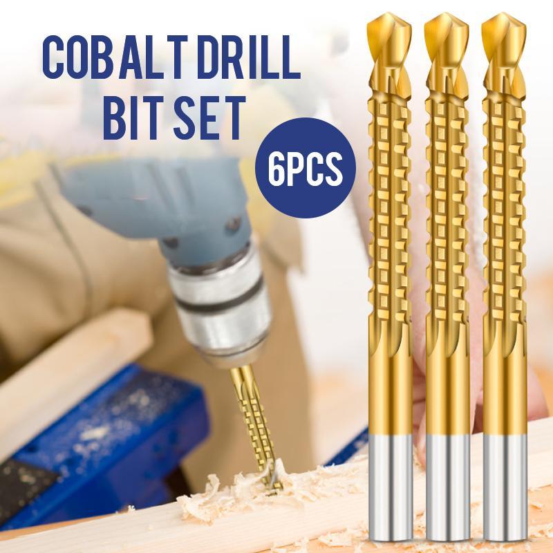 M35 Cobalt HSS Titanium Coated Drill Bit Set, 6 pcs for metal, wood, and hard materials