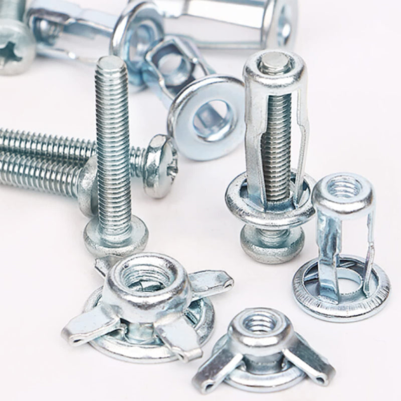 A collection of expansion screw petal nuts and matching screws, essential hardware for fixings.