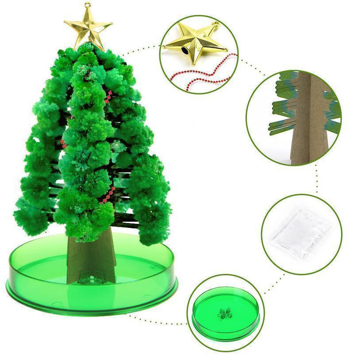 Crystal growing tree kit creating vibrant, colorful crystals, a fun DIY decoration