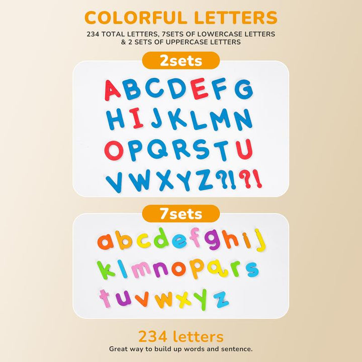 Preschool educational toy: Magnetic Alphabet & Numbers kit with math symbols for children's learning.