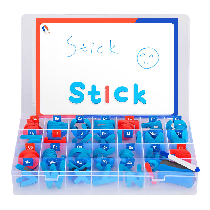 Children's educational magnetic toy featuring a full set of alphabet letters and numbers.