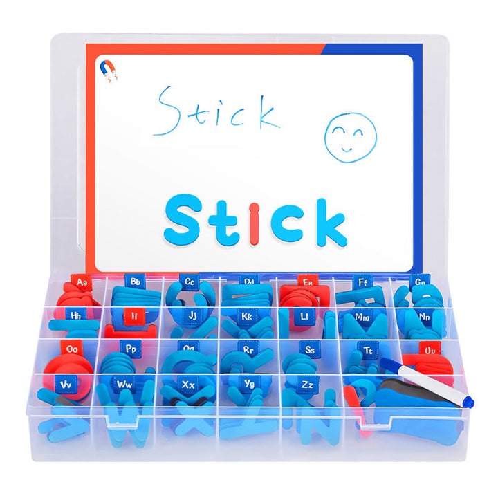 Children's educational magnetic toy featuring a full set of alphabet letters and numbers.