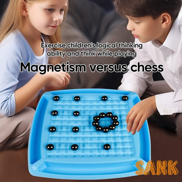 Party game scene with Magnetic Attraction Chess, providing entertainment for children and adults alike.
