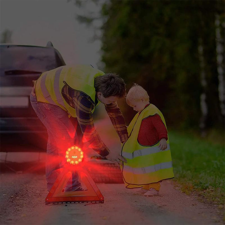 Portable magnetic LED car safety light, flashing for emergencies, essential auto accessory kit
