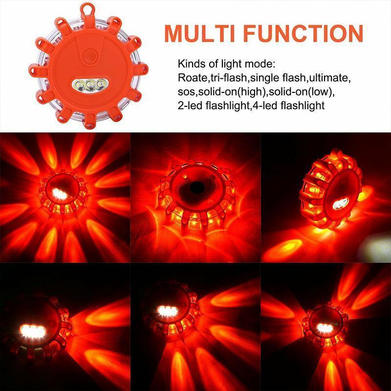 Emergency car safety LED light, magnetic mounting for quick attachment, high visibility warning
