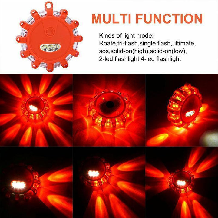 Emergency car safety LED light, magnetic mounting for quick attachment, high visibility warning