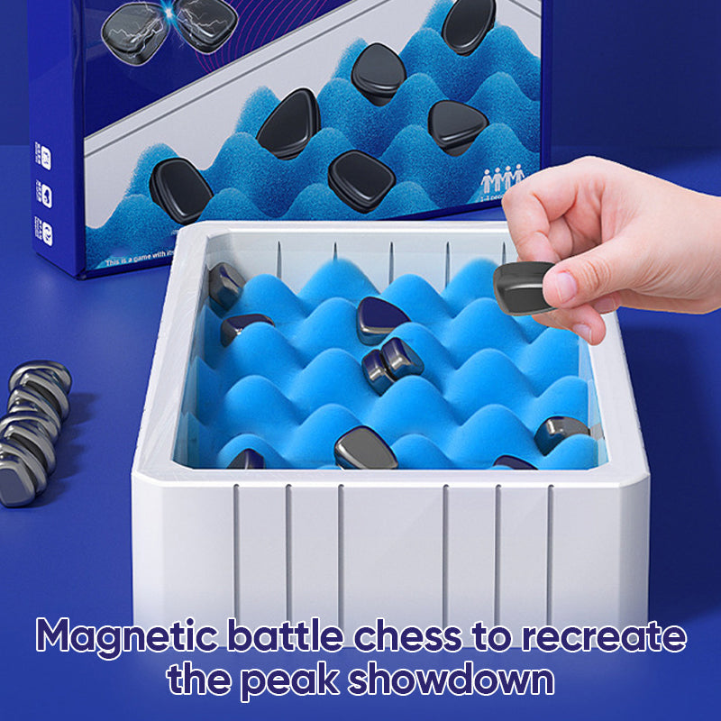 Kids playing a magnetic chess game, showcasing an educational and fun family activity.