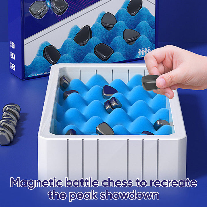 Kids playing a magnetic chess game, showcasing an educational and fun family activity.