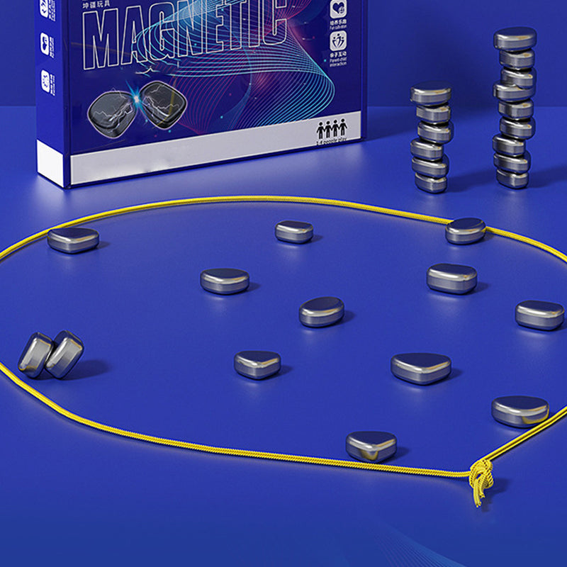Portable magnetic chess set folded, ideal for travel and on-the-go strategy game fun.