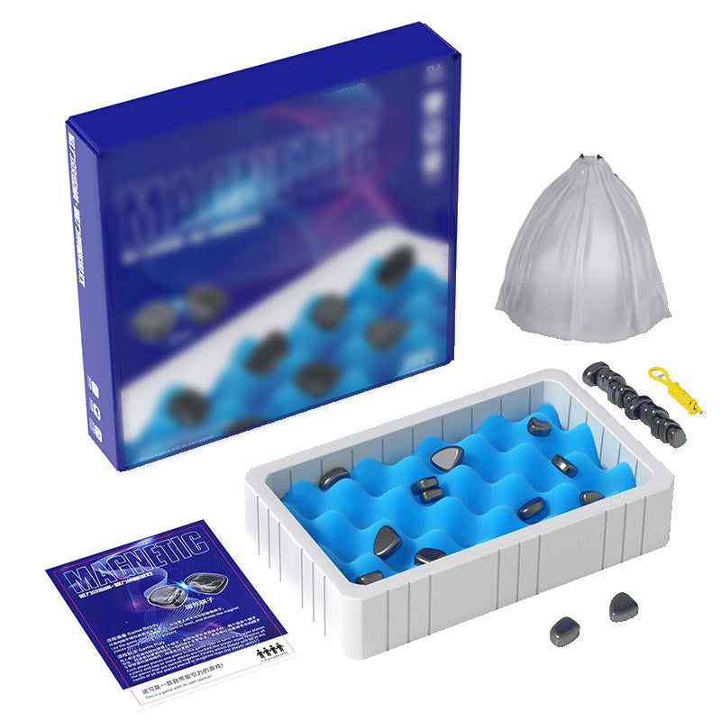 Magnetic Chess Game on a picnic blanket outdoors, showing its versatility as a travel game.