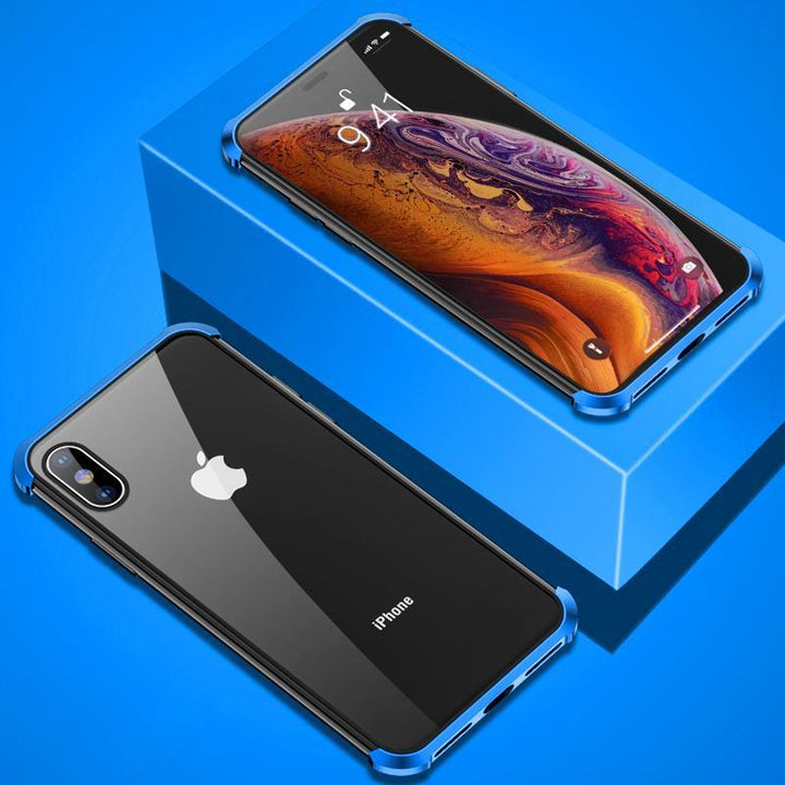 Slim profile of the magnetic double-sided tempered glass case, maintaining phone's sleek look