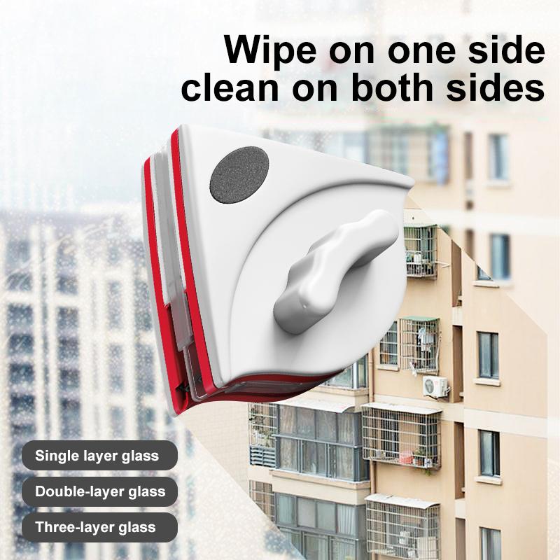 Magnetic double-sided window cleaner for efficient glass cleaning of household windows