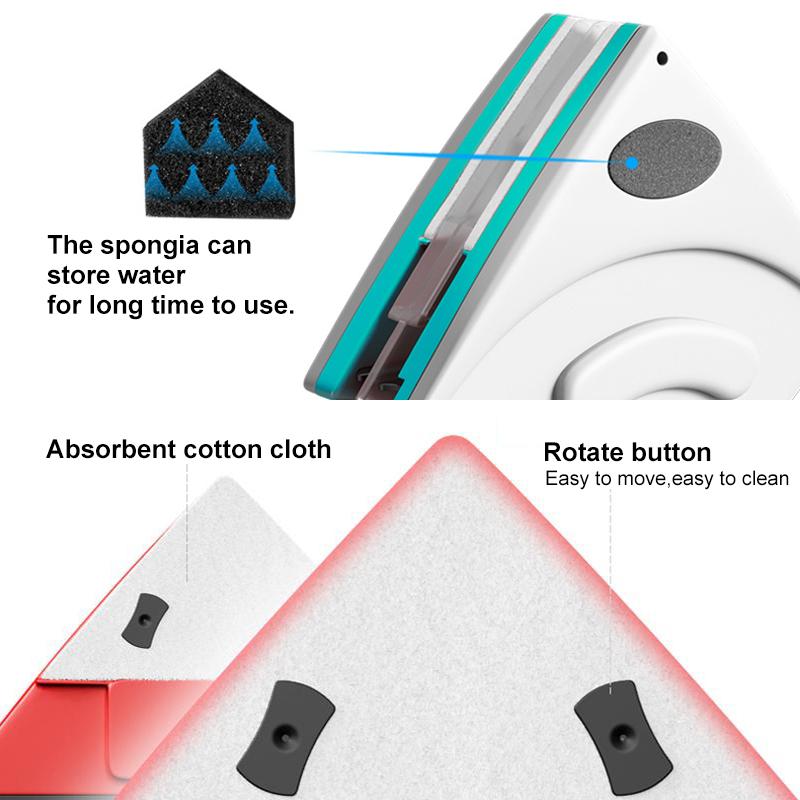 Household glass cleaner kit with magnetic design for simultaneous interior and exterior window washing