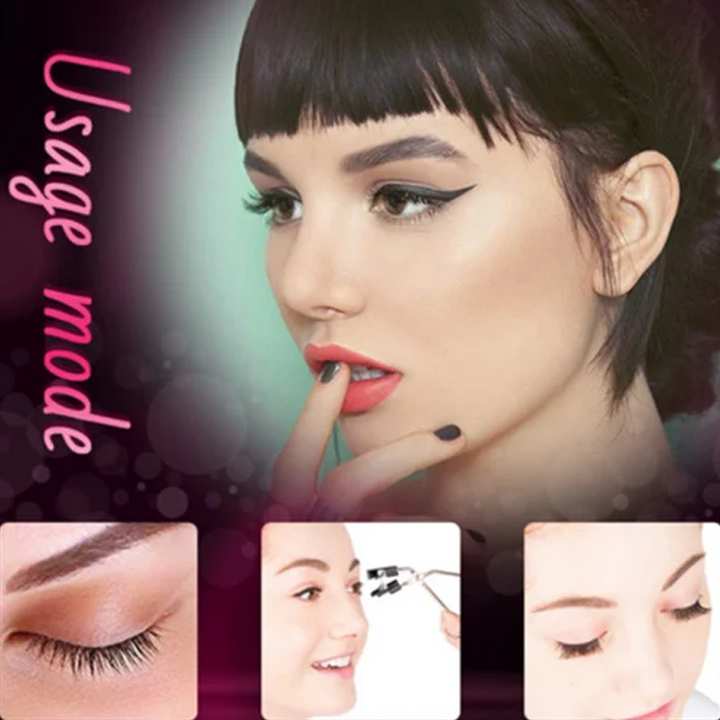 Top-down view of the magnetic eyelash applicator and a pair of natural-looking 3D magnetic lashes.