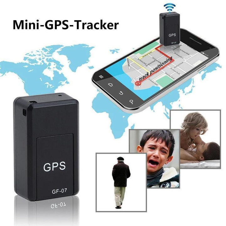 Magnetic mini GPS tracker for vehicles, black, anti-theft, real-time monitoring