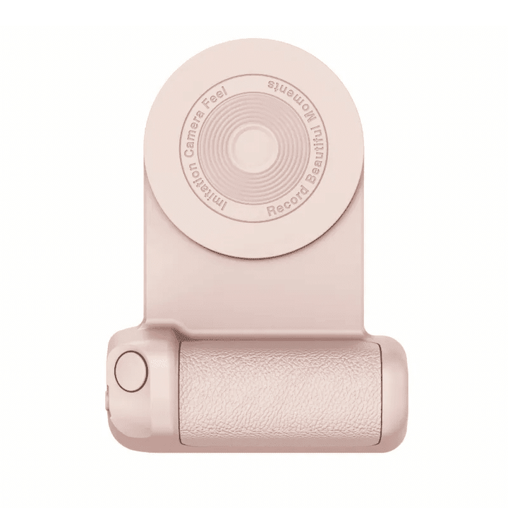 Smartphone accessory: magnetic phone holder/camera grip with Bluetooth for steady mobile shots