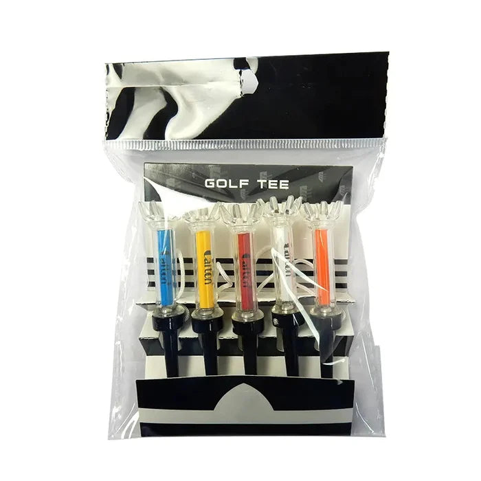 Plastic golf tees with magnetic rebound, 5-piece set for improved golf swings