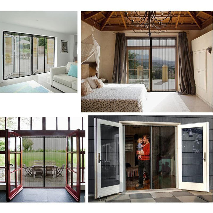 White magnetic screen door with full frame velcro closure