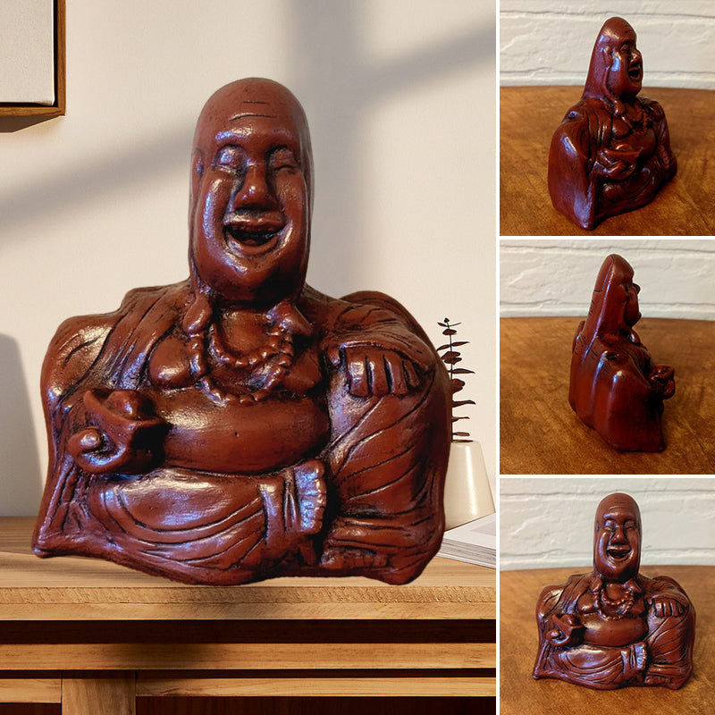 Humorous Buddha figurine, a unique resin sculpture for office or home decoration