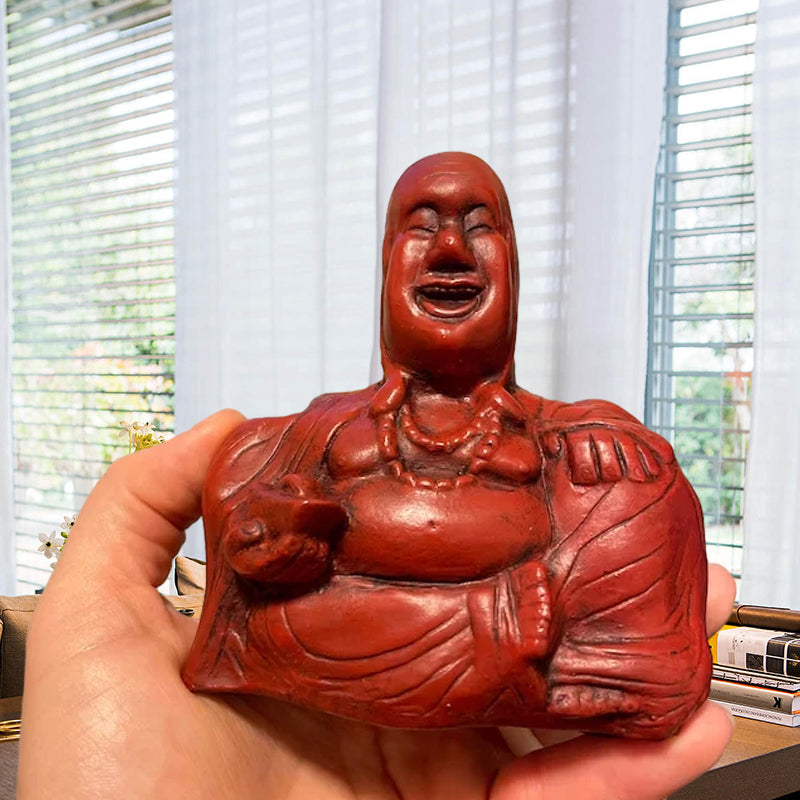 Meditating Buddha statue with a comical twist, high-quality resin desk decor