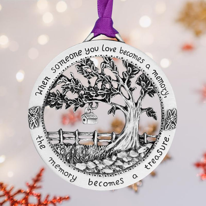 Memorial Christmas Ornament, frosted glass with delicate snowflake design, remembrance keepsake gift