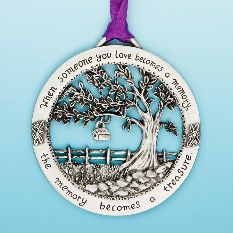 Remembrance Keepsake Christmas Ornament, silver and white with a gentle 'Always in My Heart' inscription