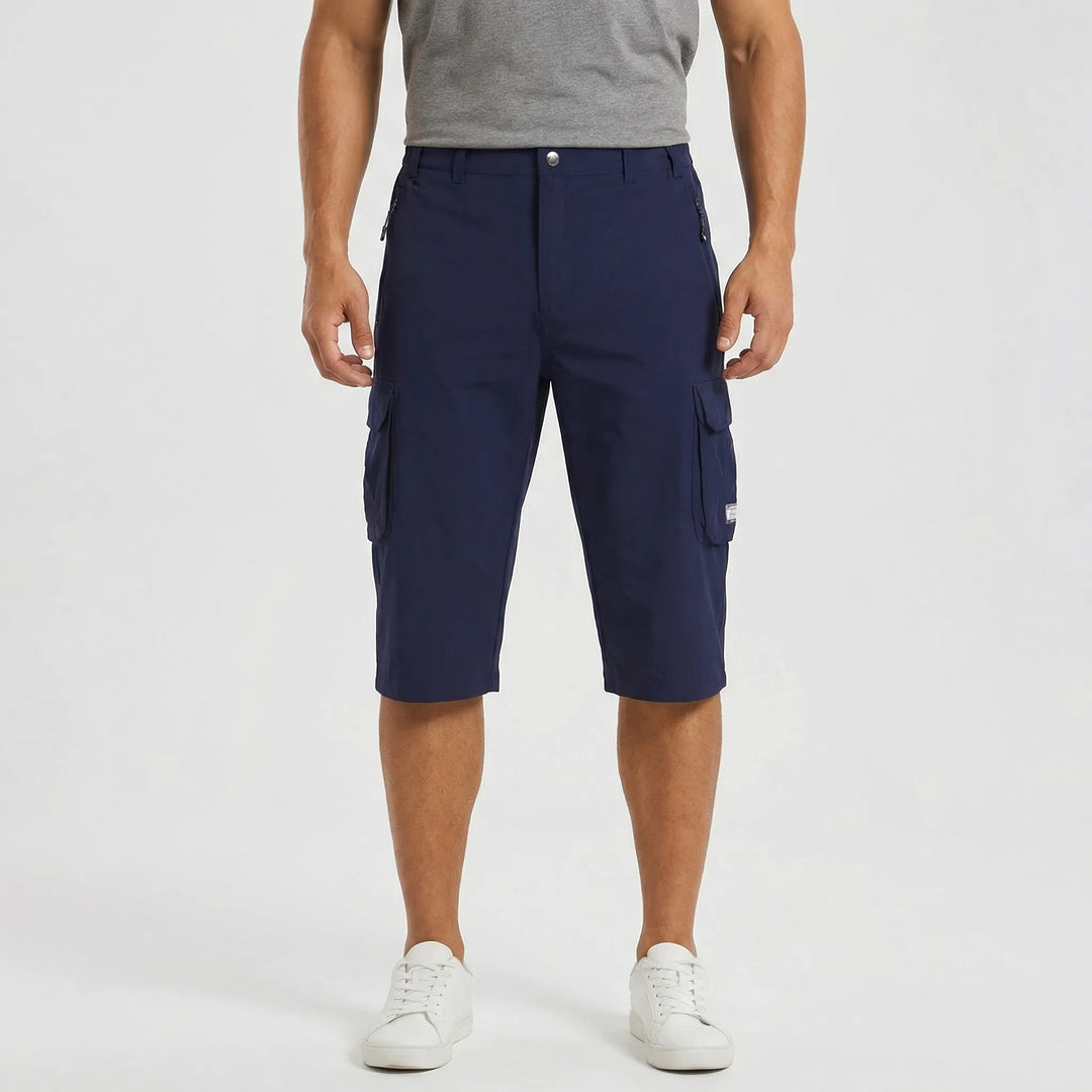 Utility cargo shorts for men, multi-pocket design, durable for outdoor activities, hiking, and summer adventures.