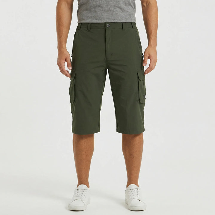 Men's cargo shorts with functional multi-purpose pockets, ideal for hiking, camping & everyday wear.